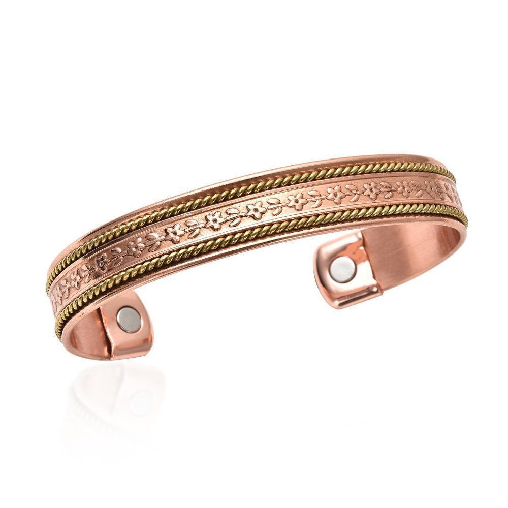 Texture Pattern Cuff Bracelet in Rosetone and Goldtone (7.50 In)
